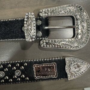 Montana West Black Belt with Embellished Silver Buckle